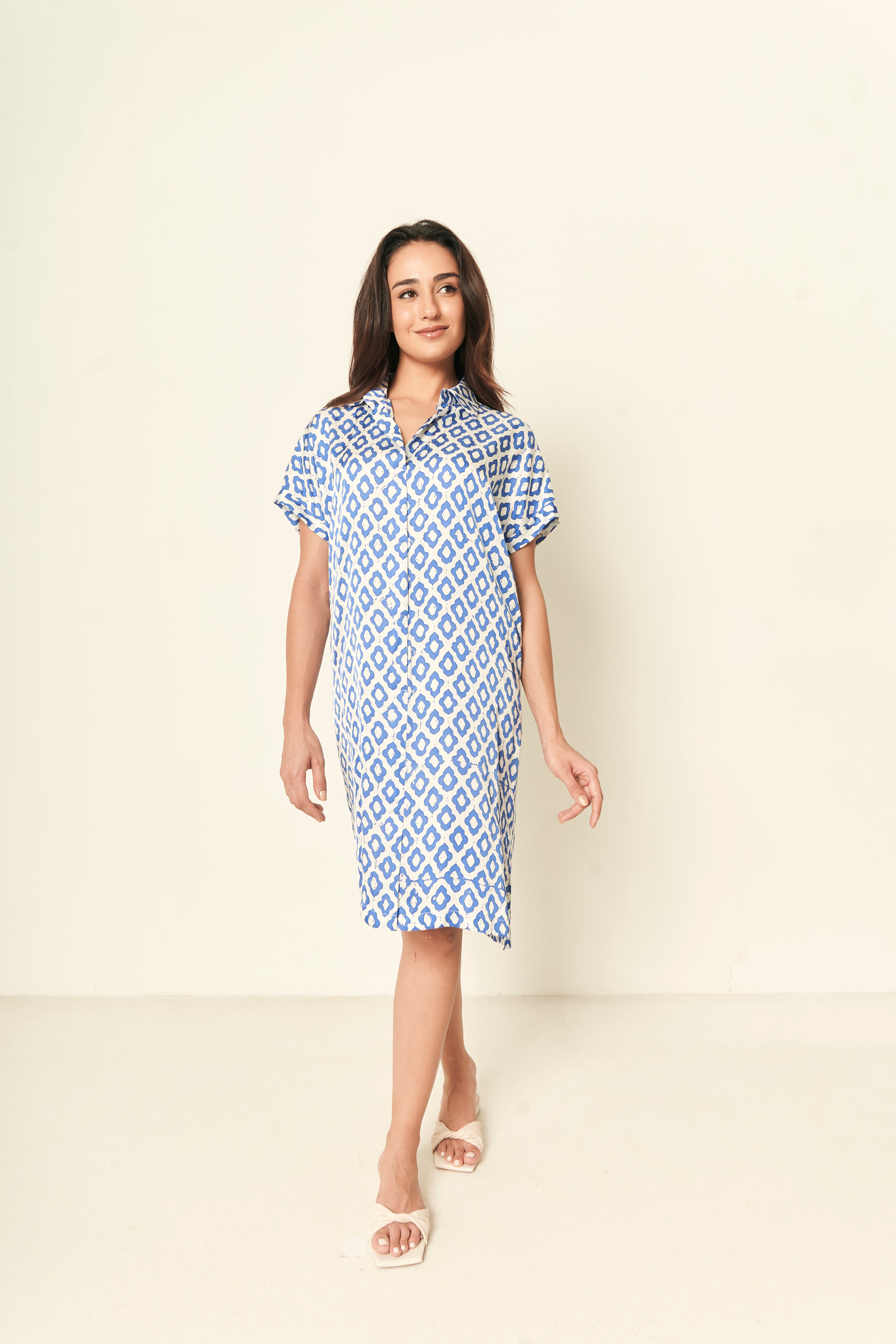 BOXY SHIRT DRESS (COTTON SILK)