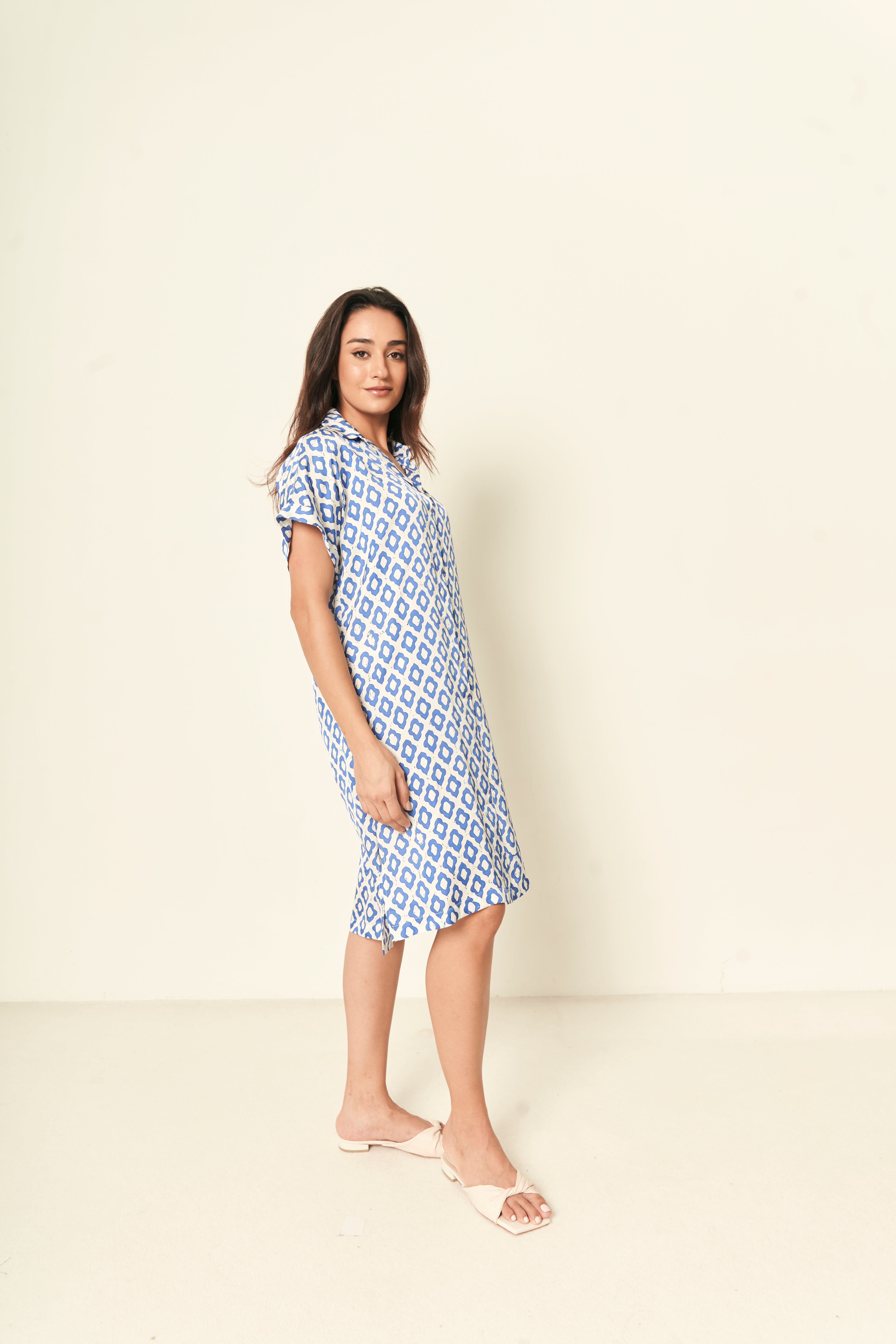 BOXY SHIRT DRESS (COTTON SILK)