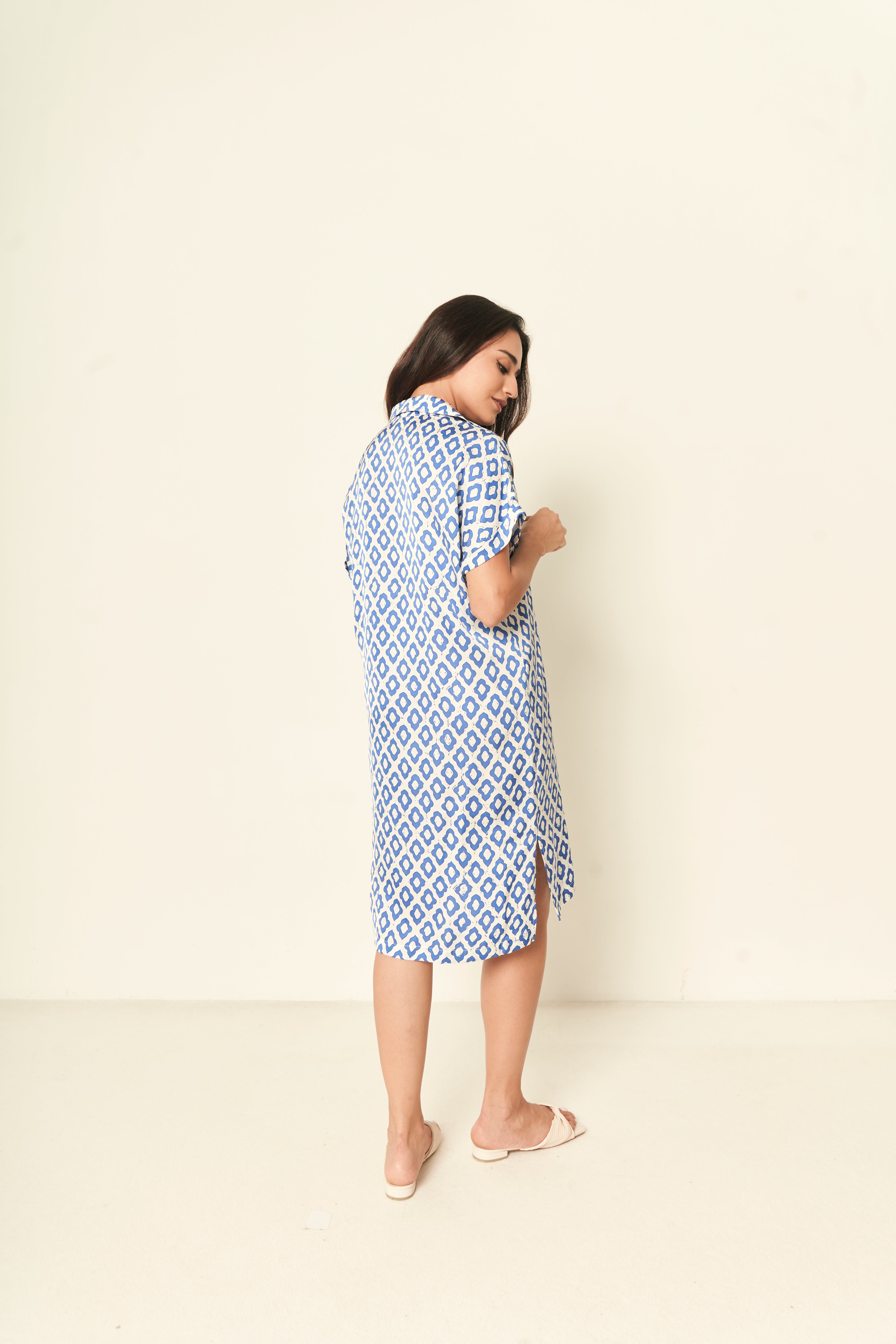 BOXY SHIRT DRESS (COTTON SILK)