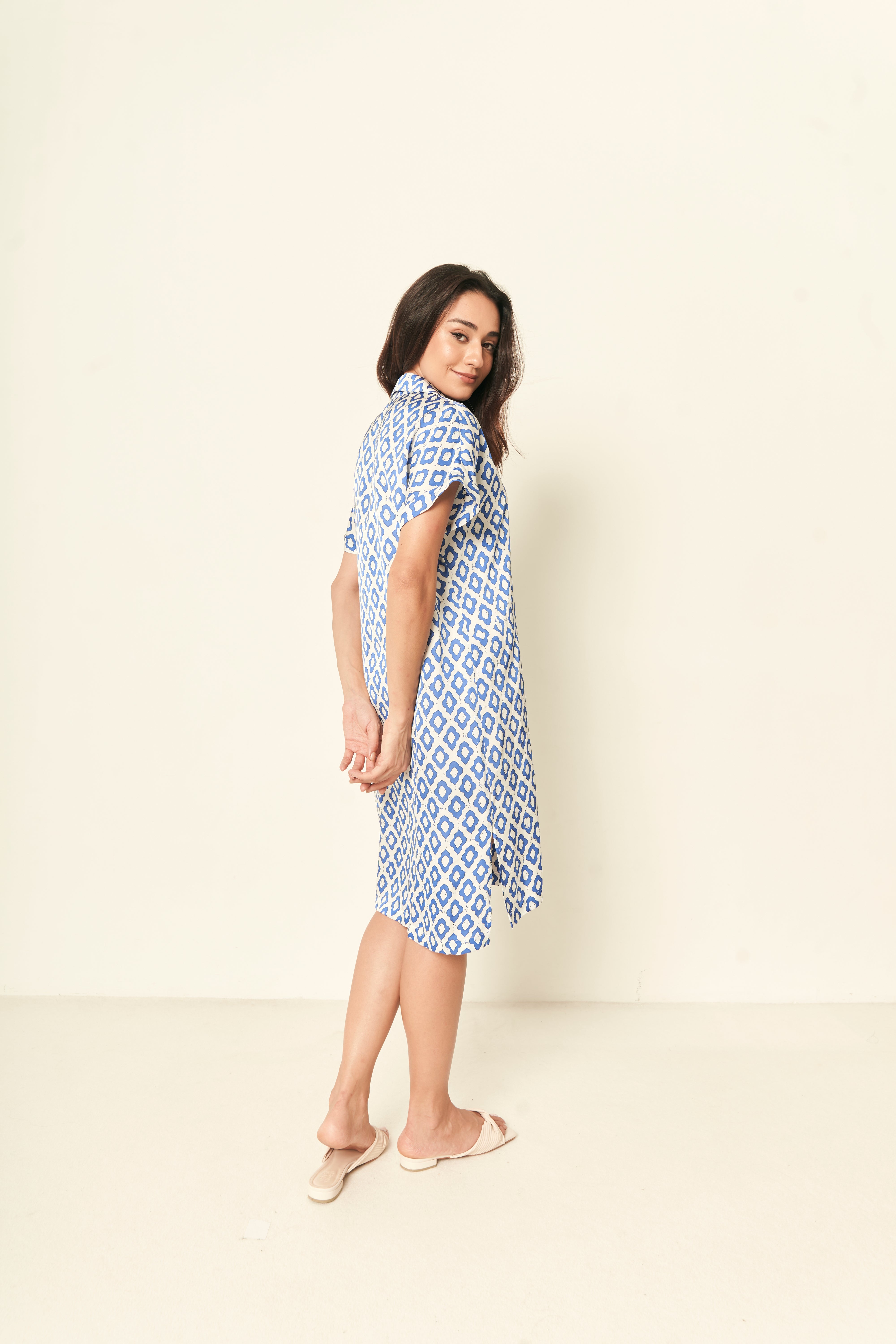 BOXY SHIRT DRESS (COTTON SILK)