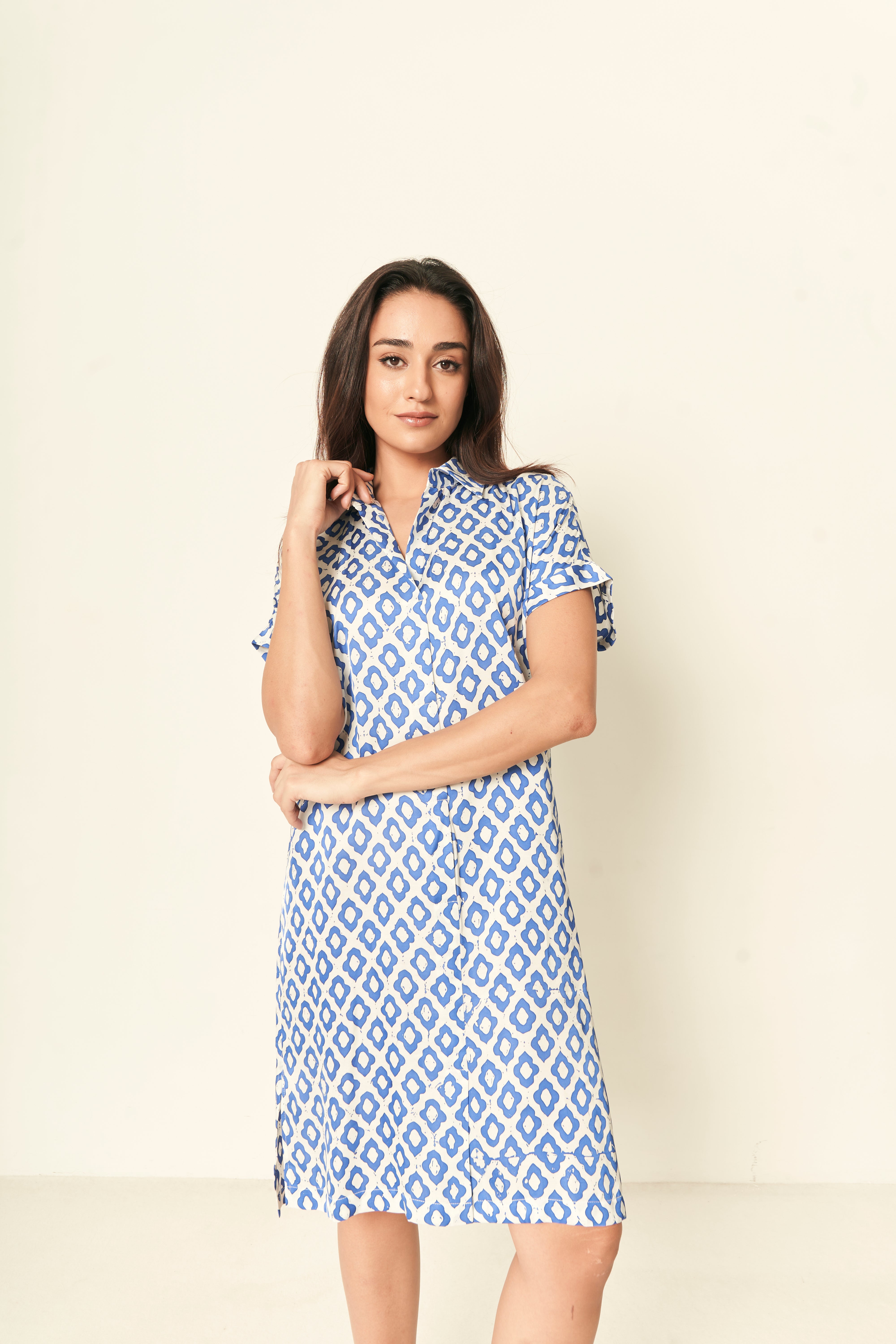 BOXY SHIRT DRESS (COTTON SILK)