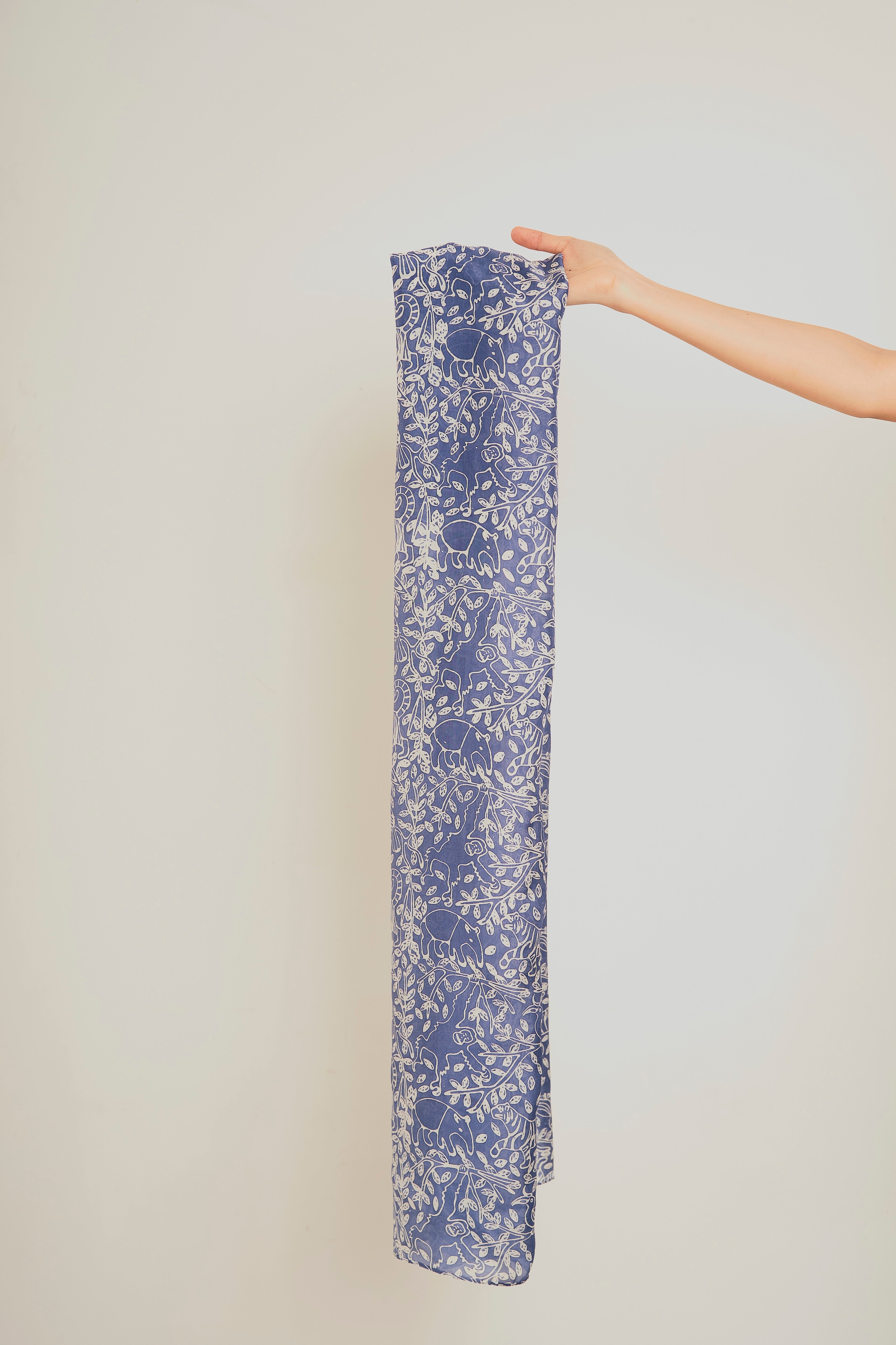 Rainforest Habotai Silk Scarf (Hand-Blocked Print)