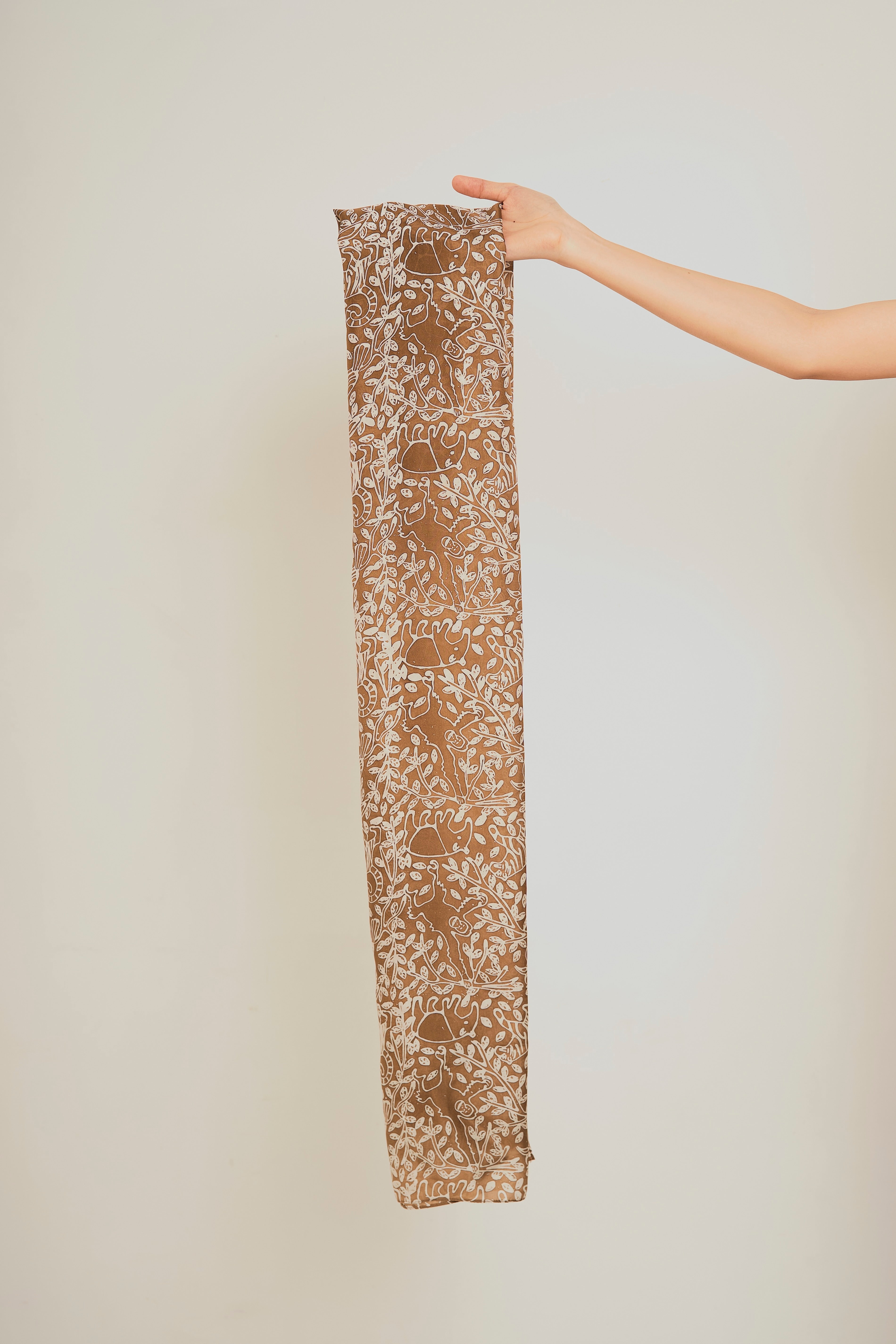 Rainforest Habotai Silk Scarf (Hand-Blocked Print)