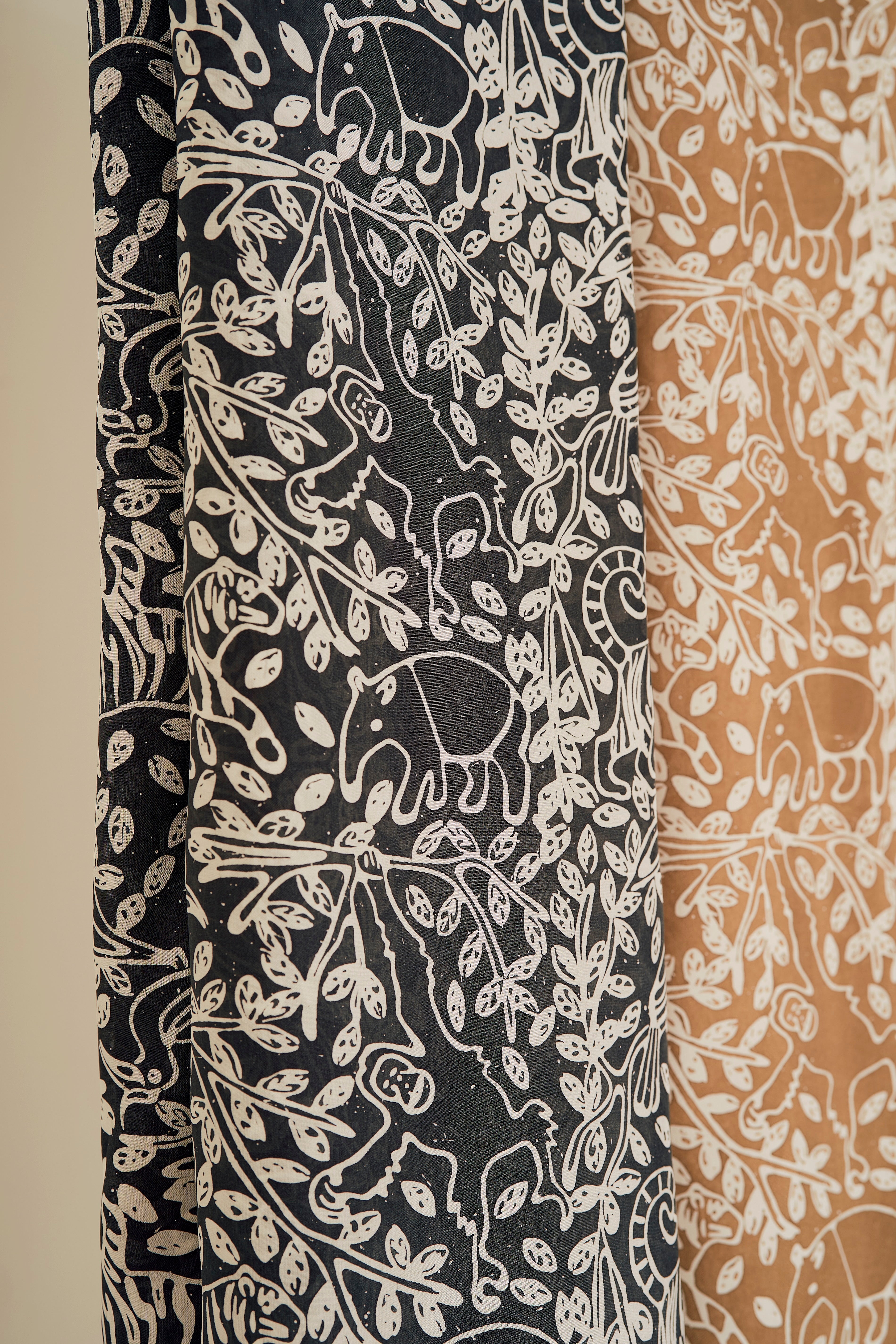 Rainforest Habotai Silk Scarf (Hand-Blocked Print)